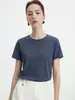 Lang* Pedido2026 Primavera/Verano Casual Elegante Gris Manga Corta Ajustado Camiseta para Mujer, Suave y Cómoda Versátil Top