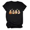 Camiseta de manga corta con cuello redondo, linda y divertida, de cuatro fantasmas, murciélagos, estrellas, libro, para mujer, de eBay Europa, Amazon