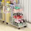 Cesta de almacenamiento para tapete de yoga, estante de almacenamiento para equipo deportivo y de fitness, carrito pequeño de hierro con ruedas para uso doméstico, adecuado para almacenar equipo de bádminton