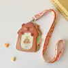 Portatarjetas con correa para el cuello de PU de dibujos animados Hisocute, protector de tarjeta de 3 pulgadas, estuche de almacenamiento para tarjeta de comida de estudiante, tarjeta de autobús