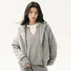 Suéter de Cachemira Nuevo Otoño 2026 para Mujer Cuello en U Estilo Perezoso Holgado Tejido de Punto Suéter de Manga Larga Capa Base