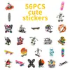 Nuevo Set de Pegatinas Creativas de Cultura de Patineta Estilo Urbano de 56 Piezas, Calavera Graffiti Genial de Moda, Set de Materiales de Decoración Personalizada Transfronteriza