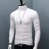 Ventas Directas de Fábrica Camiseta Base de Cuello Medio Alto Manga Larga Top para Hombre Otoño Invierno Estilo Coreano Ajustado Tendencia Ropa Interior Terciopelo Alemán Doble Cara