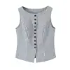 Ropa Europea y Americana Transfronteriza para Mujer Aliexpress Venta Caliente Moda Cintura Ceñida Adelgazante Sin Mangas Chaleco Superior + Falda Corta