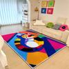 Tapete antiderrapante de fácil manutenção para sala de estar, estilo pop geométrico de lã transfronteiriça, cor dopamina, lavável à máquina