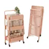 Nuevo Carrito Estante de Almacenamiento Plegable de Acero al Carbono de Múltiples Niveles, Carrito Móvil de Almacenamiento de Snacks para Cocina y Dormitorio