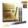 Marcador de Plástico Acrílico con Punta Suave de Líquido Directo Dorado y Plateado para Dibujo a Mano Infantil, Manualidades DIY, Graffiti y Arte Estudiantil Pintura de Alto Brillo