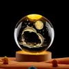 Base Luminosa Transfronteiriça Bola de Cristal Esculpida em 3D Enfeites Criativos de Mesa Galáxia Lua Bola de Cristal de Vidro Luz Noturna