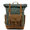 Mochila de Viaje de Lona Impermeable Color de Contraste Vintage, Bolsa para Computadora, Gran Capacidad, Mochila Exterior para Mujer, Bolsa para Hombre