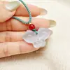 Collar de Mariposa con Piedra Ojo de Gato de Hielo con Cordón, Colgante Multicolor, Artículo Popular para Transmisiones en Vivo, Venta Directa del Fabricante, Al Por Mayor