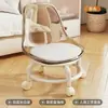 Banqueta Pequena de Acrílico com Rodas Universais Silenciosas, Banqueta Infantil, Cadeirinha com Rodas, Banqueta Baixa, Banqueta de Chão com Encosto, Móvel