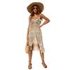 Vestido de Moda Amazon Transfronteiriço Sexy Corte Frontal Curto e Posterior Longo com Recortes Saída de Praia Proteção Solar Saída de Praia para Biquíni que Pode Ser Usado Fora