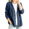 Amazon Comércio Exterior Europeu e Americano Roupas Femininas 2026 Novo Estilo Cardigan de Jeans Lavado Decote V Bolso Solto Jaqueta Casual para Mulheres