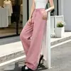 Diseño Chic Pantalones Casuales de Pierna Ancha Sensación de Alta Gama Rosa Jeans Versátiles Pantalones Largos hasta el Suelo para Mujer Cómodos Adelgazantes