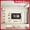 Mueble de TV con Panal de Aluminio y Textura de Piel para Mascotas, Gabinete de Pared de Fondo Personalizado, Sala de Estar del Hogar, Estilo Crema, Almacenamiento, Mueble de TV