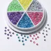 Caixa com 6 Compartimentos 2mm Zircônia Bolhas Transparentes Coloridas Aurora Semicírculo Pérola Flor Joia para Nail Art Olho de Gato Diamante