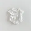 Ropa Infantil Estilo Coreano Verano Nuevo Mameluco Triangular Delgado Bordado Manga Corta Mono para Niñas Tendencia de Verano