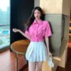 Foto Real de Camisa de Mezclilla de Diseño Corto para Mujer, Nuevo Estilo de Verano, Top Casual de Manga Corta Estilo Coreano, Blanco, Talla Única, Otro