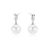 Pendientes Grandes de Perla Lingshang Aguja de Plata de Ley 925 Sentido del Diseño Pendientes de Moda para el Trabajo Pendientes Elegantes Coreanos de Celebridad de Internet para Mujer