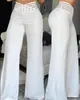 Pantalones Casuales de Pierna Ancha Rectos Sueltos de Cintura Alta con Cinturón Hueco de Ropa para Mujer de Comercio Exterior Europeo y Americano Verano 2023
