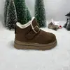 Botas de Neve Birkenstock de Couro Macio para Mulheres 2026 Novo Estilo de Inverno com Forro de Lã, Sapatos Quentes de Algodão de Cano Médio Espessados, Botas Curtas Antiderrapantes
