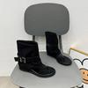 Sandálias de Moda Verão 2026 Estilo Retro Hong Kong Fivelas de Cinto Casuais Chinelos de Dedo Botas Curtas Versáteis da Moda Sapatos de Salto