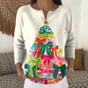 Sudadera de Punto con Cuello en V, Botones y Mangas Largas, Estilo Nuevo Transfronterizo, Otoño e Invierno, Suéter con Estampado de Moda Personalizado para Mujer