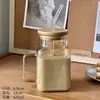 Ins cinturón viento mango vidrio cuadrado tapa bambú láser taza té de leche taza colorida mango taza pajilla té de frutas Taza