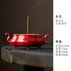 Queimador de Incenso Cerâmico Vermelho da Cidade Proibida Suporte para Incenso para Uso Doméstico Sala de Chá Estilo Chinês Pequeno Queimador de Incenso Acessórios para Cerimônia do Chá Adereços para Incenso