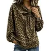Elegante top clásico de estampado de leopardo vintage nuevo, transfronterizo europeo y americano, camisa de manga larga de moda con cuello irregular