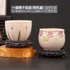 Juego de tres macetas de cerámica grandes para uso doméstico, sencillas y creativas, adecuadas para plantas verdes y suculentas, con platillo