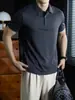 ¡Elástico y sin restricciones! Camisa polo de hombre de manga corta de algodón modal de seda helada 60S, top clásico de color liso de alta gama con cuello