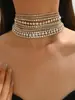 Colar Camadas Cravejado com Diamantes Transfronteiriço Europeu e Americano Banquete Passarela Estiloso Exagerado Tendência de Moda Colar Gargantilha Feminina
