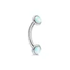 Anillos para Ombligo de Acero Inoxidable al por Mayor en Stock del Fabricante con Bolas Redondas de Ópalo Genuino, Joyería Popular de Piercing Corporal Transfronterizo