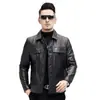 Chaqueta de piel de vacuno encerada y aceitada de primera capa para hombre, con un diseño elegante, ajustado y corto, y una prenda exterior estilo motociclista