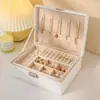 Caixa de Joias Dupla Camada Transfronteiriça com Fechadura, Caixa de Joias, Caixa de Armazenamento de Brincos, Caixa para Anéis de Colar, Caixa de Embalagem para Joias de Mão