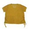 Blusa de Tricô Manga Curta Estilo Coreano Shisanxing de Guangzhou com Design Elegante que Marca a Cintura, Nova Camiseta de Verão 2026
