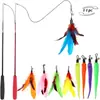Juego de Juguetes para Gatos de 11 Piezas con Cabezales de Plumas de Colores, Caña de Pescar de Tres Secciones, Oruga, Juguetes Transfronterizos para Gatos