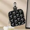 Porta-moedas com Estampa de Laço, Bolsa de Armazenamento Impermeável de Couro Artificial com Zíper, Estojo Mini Multifuncional para Fones de Ouvido