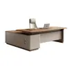 Mesa de chefe, mesa de escritório, mesa executiva estilo luxo leve creme, mesa de computador de escritório, conjunto de mesa e cadeira para escritório de espaço pequeno