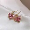 Tinta Rosa Beleza ~ Coração Rosa Argola de Prata 925 Brincos Femininos Estilo Coreano Brilho Super Brilhante Brincos Elegantes Brincos com Senso de Design de Luxo Leve