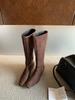 Botas Curtas Slim de Estilo Moderno para Mulheres, Botas Slim que Aumentam a Altura, Botas Longas de Camurça com Zíper Traseiro, Botas Longas de Couro para Outono e Inverno