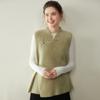 Colete de Cashmere Estilo Chinês Outono e Inverno Novo Top Feminino de Gola Alta com Botões Sem Mangas Colete Solto