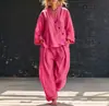 2026 Conjunto de Dos Piezas para Mujer Moda Europea y Americana Amazon Sitio Independiente de Venta Transfronteriza Top de Manga Larga con Bolsillo de Botón y Pantalones de Pierna Ancha