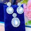 Atacado incrustado de prata banhado a gelo branco calcedônia pombo ovo pingente terno ágata pulseira brincos de anel comparável ao jade