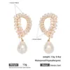 Pendientes Cruzados Transfronterizos Europeos y Americanos de Flor de Zirconia y Botón de Perla de Cobre Vintage, Pendientes Versátiles de Moda de Lujo Ligero de Gama Alta
