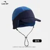 Gorra Estilo Lei Feng con Cordón y Bloques de Color con Protección para los Oídos, Gorra de Béisbol a Prueba de Viento de Lana de Cordero, Gorra Lei Feng Suave Versátil para Otoño e Invierno, Cálida y Casual