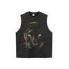 Camiseta de manga corta con cuello redondo, desgastada y estampada, estilo informal, estilo hip hop urbano, combinable, para hombre y mujer, de estilo europeo y americano.