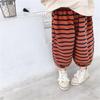 2026 Roupas Infantis Outono Novidades Estilo Coreano Primavera e Outono Calças Listradas com Punho 9/10 Calças Harem 20102