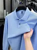 Camisa polo hexagonal de piqué de algodón 100% mercerizado de manga larga para hombre, camiseta básica de otoño e invierno, camiseta de cuello con botones de algodón puro